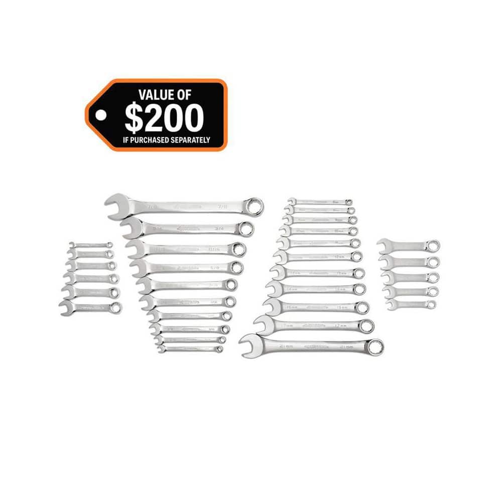 Husky SAE and Metric Combination Wrench Set with Tray (32-Piece) HCW32PCSM - The Home Depot