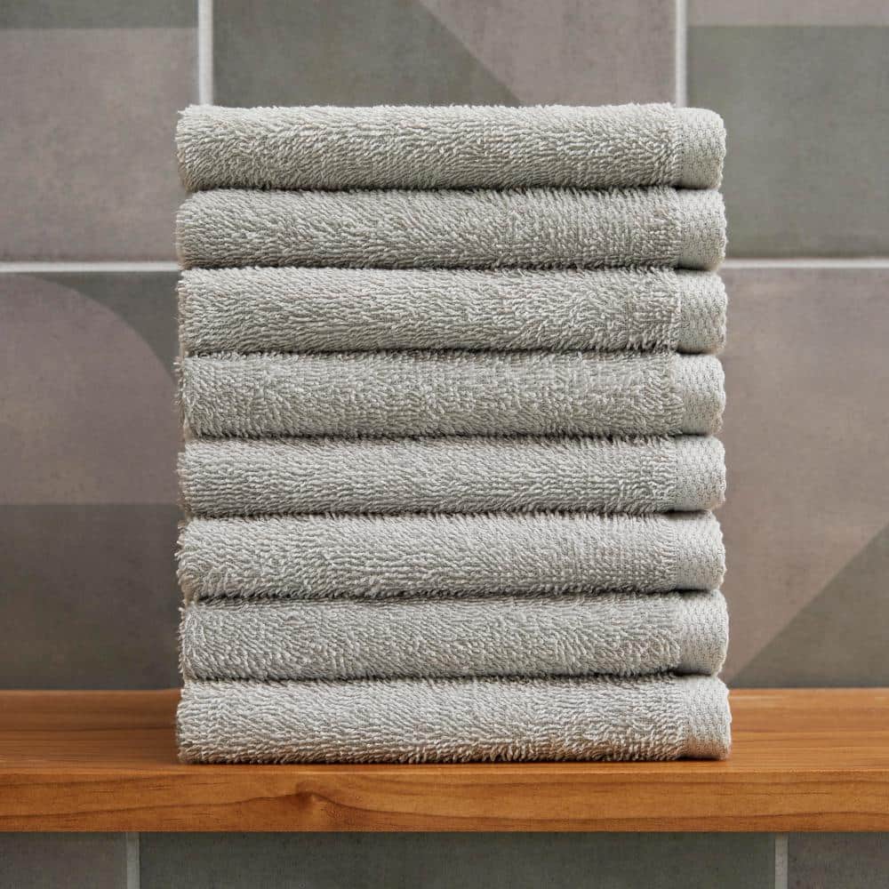 StyleWell Cotton 8Piece Gray Washcloth Set WASH_GRAY_8PK The Home Depot