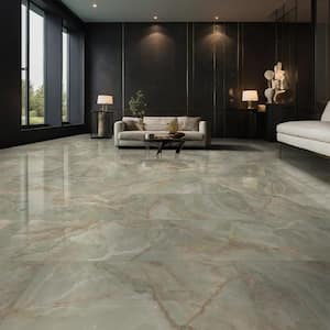 Aura Green 24 in. x 48 in. Polished Porcelain Floor and Wall Tile (16 sq. ft./Case)