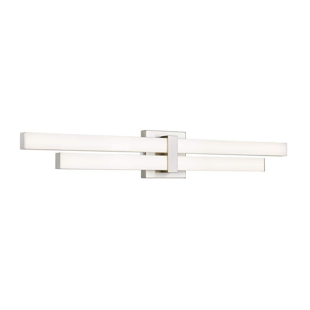 Zane 32 in. 2-Light Brushed Nickel Integrated LED Vanity Light with ...