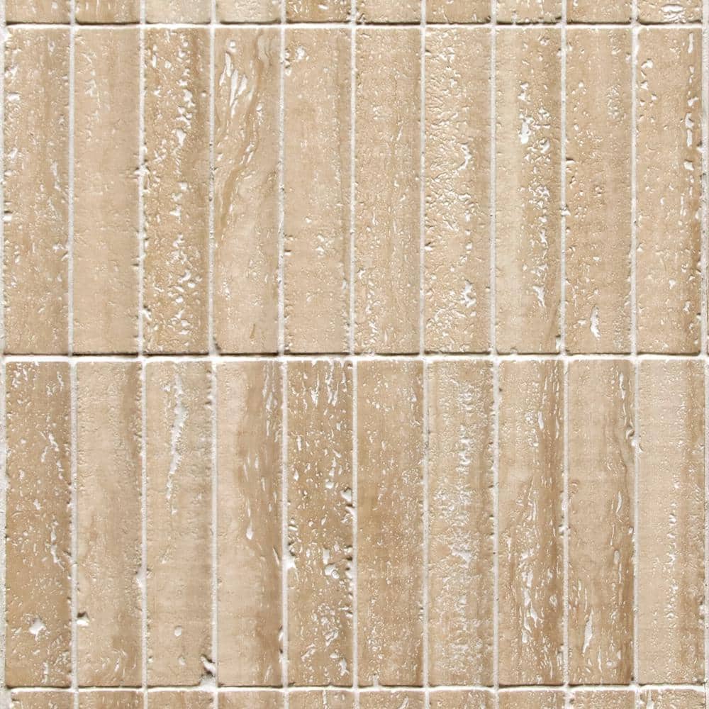 12.52" x 11.89" Honed Travertino Marble Mosaic Tile
