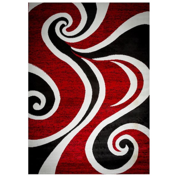 MSRUGS Berinda Red/Black 3 ft. x 5 ft. Polypropylene Area Rug