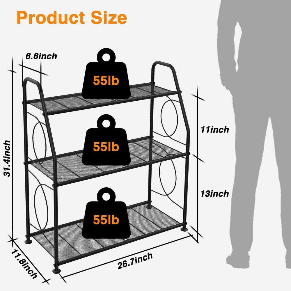 Black Metal 3-Tier Indoor Outdoor Plant Stand