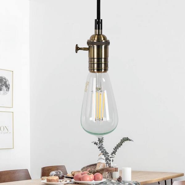 YANSUN 1-Light Black Vintage Plug-in Dimmable Bulb Mini Pendant