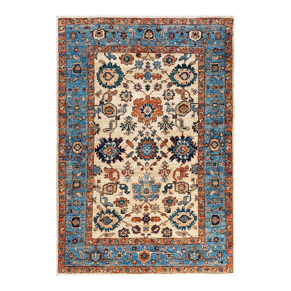 Serapi Ivory 4 ft. x 6 ft. Tribal Wool Indoor Area Rug