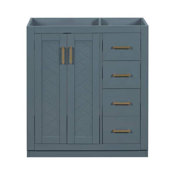 HOMEIBRO 30.0 in. Navy Blue Bath Vanity Cabinet without Top Sink