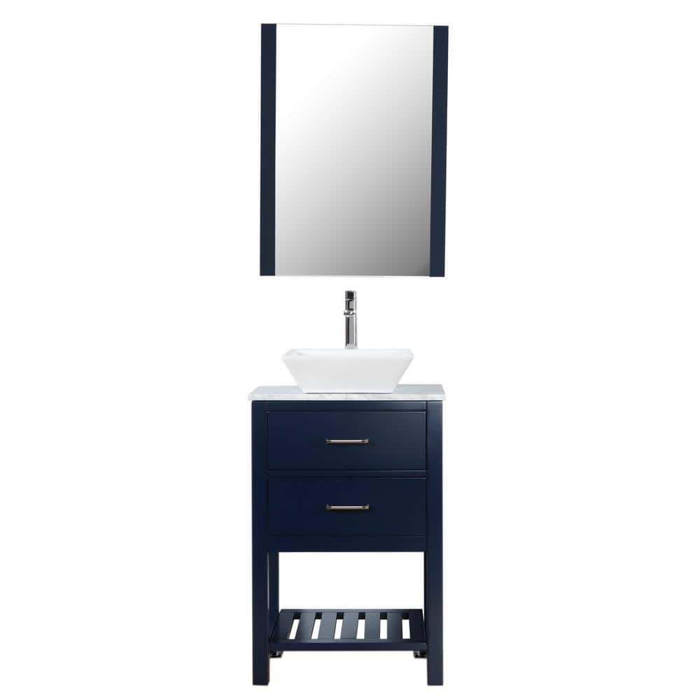 Santa Monica 24 in. W x 18 in. D Bath Vanity in Navy with Carra Marble Top 