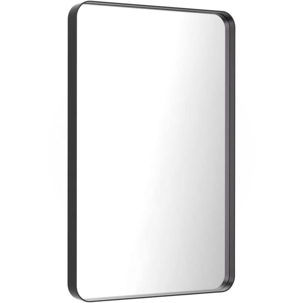 Afoxsos 24 in. W x 36 in. H Rectangle Metal Framed Wood Grain