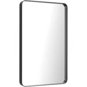 24 in. W x 36 in. H Rectangle Metal Framed Wood Grain Colored Mirror, Tempered Glass and Anti-Rust Bathroom, Living Room