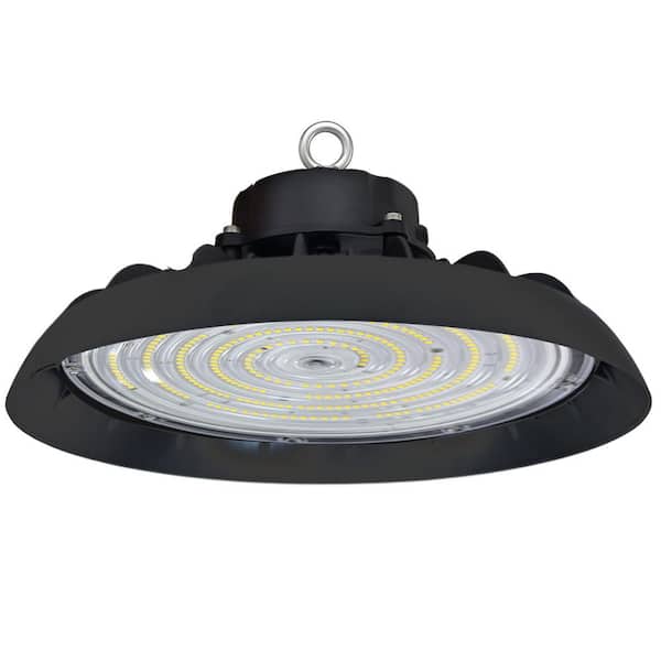 10 in. 300-Watt Equivalent Integrated LED Dimmable Black High Bay Light, 5000K