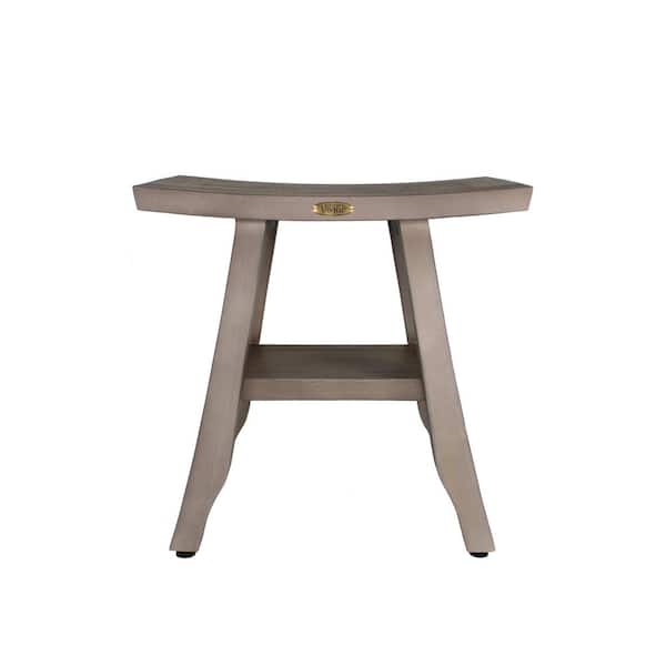 Coastal Vogue Satori 18 in. W x 12 in. D Teak Adjustable Shower Seat in Gray