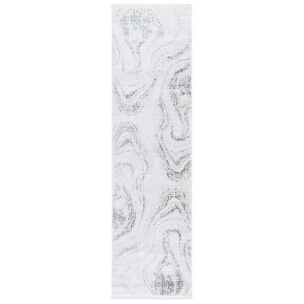 SAFAVIEH Whisper 2 ft. x 8 ft. Green/Ivory Abstract Marble Runner Rug