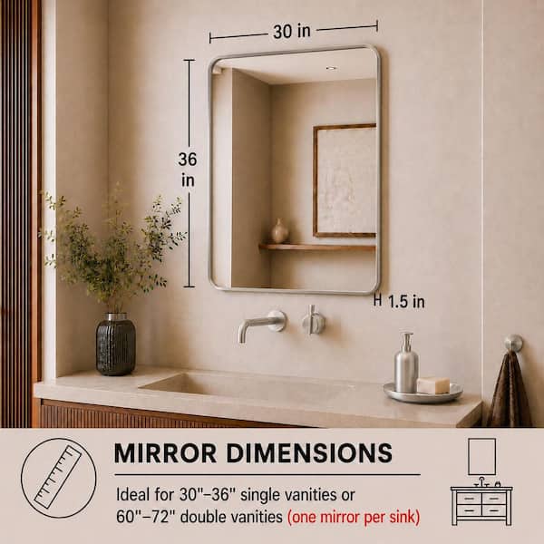 TaiMei 30 in. W x 36 in. H Rectangular Framed Wall Bathroom Vanity