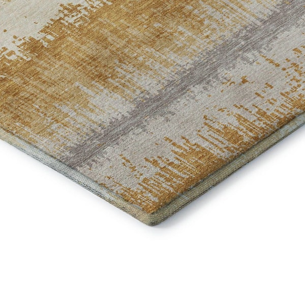 Mayfield Premium Machine Washable Abstract AMF1013 Gold 8 ft. x 10 ft. Area Rug