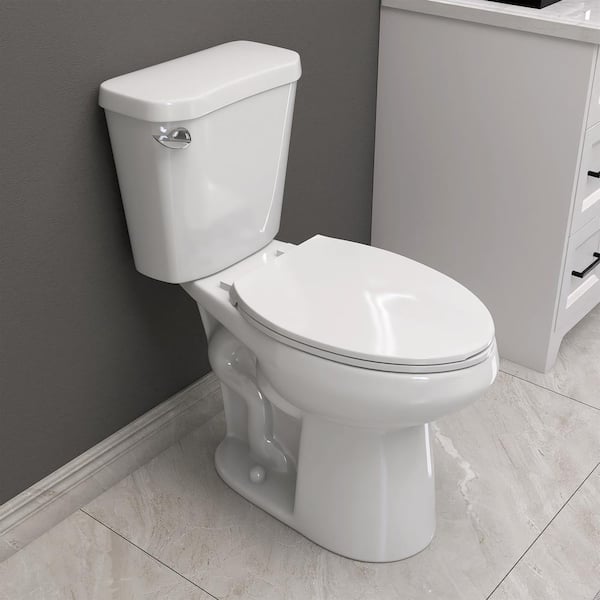 12 in. Rough-in 2-Piece Toilets 1.28 GPF Single Flush Elongated 21 in. ADA Bathroom Toilet in White with Soft Close Seat