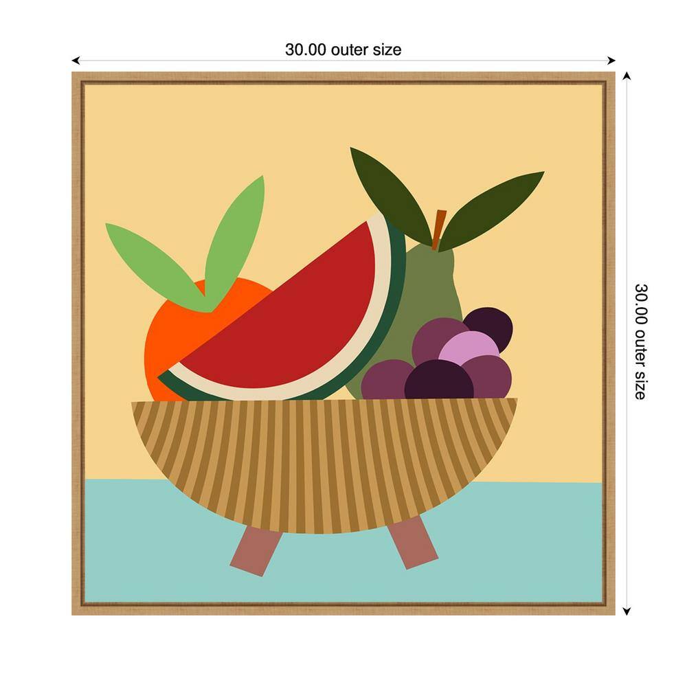 Regina Morre 30"x30" Colorful Geometric Fruit Bowl Framed Canvas Wall Art