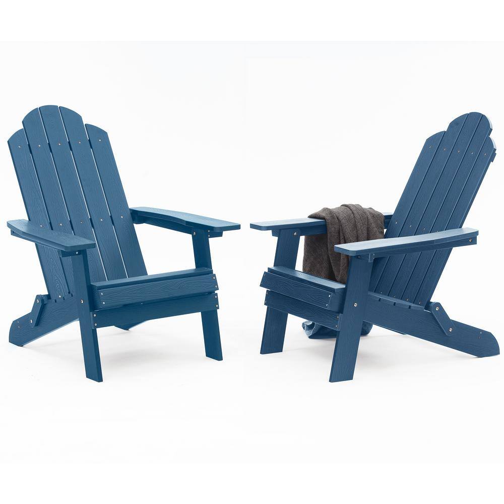 Navy Plastic Outdoor Patio Folding Adirondack Chair (2-Pack) price history on PriceWatchPro