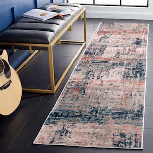 Madison Blue/Grey 2 ft. x 9 ft. Abstract Striped Runner Rug