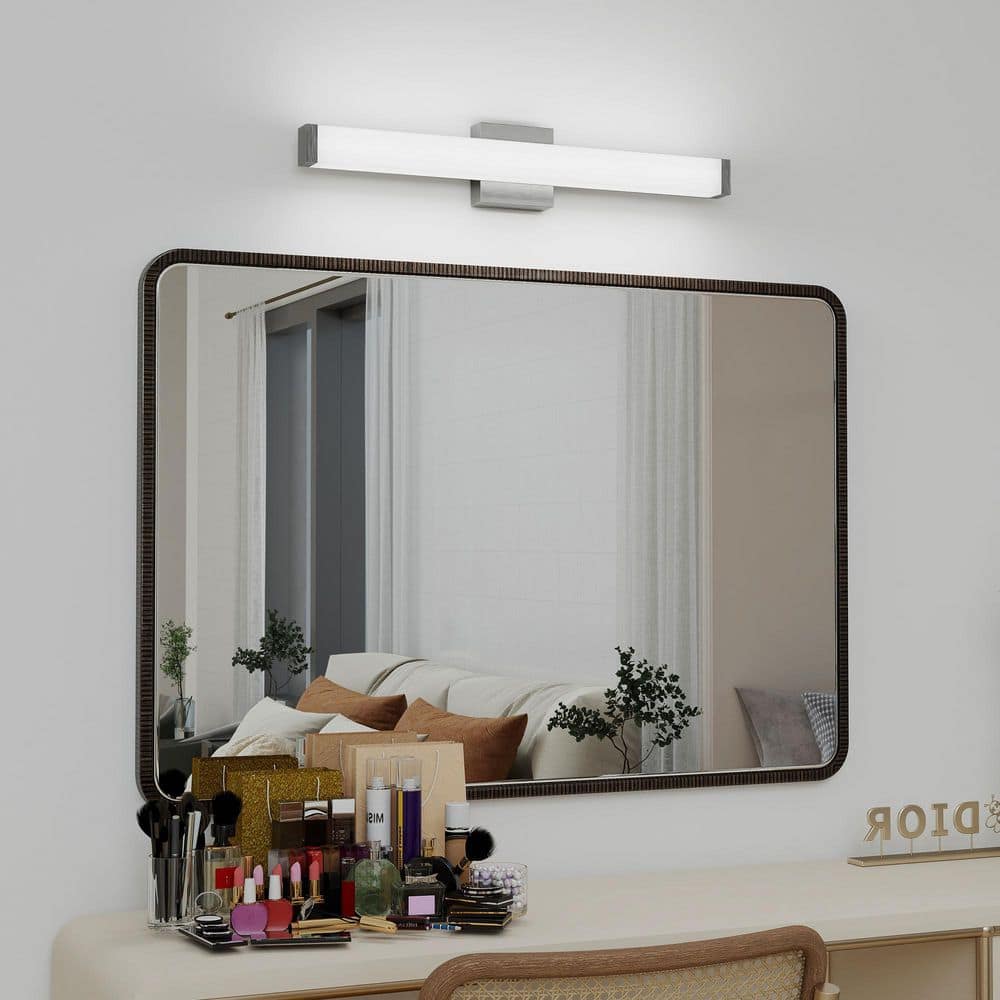 25 in. 1-Light Brushed Nickel LED Bathroom Vanity Light Wall Bar Lighting Fixtures Over Mirror price history on PriceWatchPro