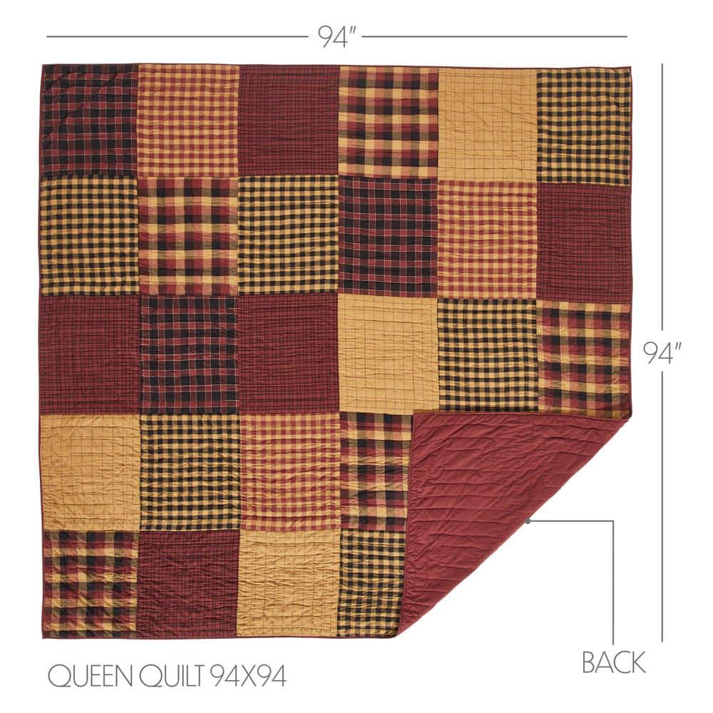 Queen Black and Burgundy Cotton Reversible Quilt