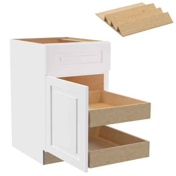 Home Decorators Collection Grayson 21 in. W x 24 in. D x 34.5 in. H Assembled Plywood Base Kitchen Cabinet in Pacific White with 2ROT Spice LH
