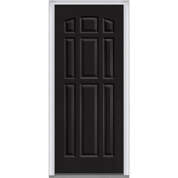 MMI Door 36 in. x 80 in. Right-Hand Inswing 9-Panel Classic Painted Fiberglass Smooth Prehung Front Door