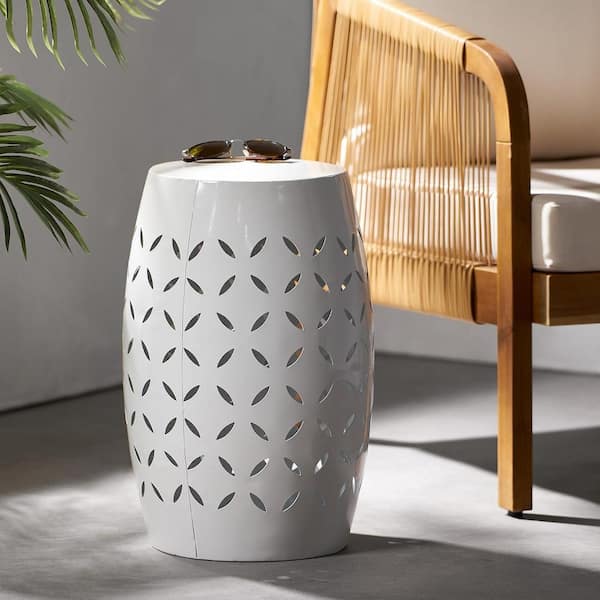 White Metal Outdoor Side Table D0797KNQHW - The Home Depot