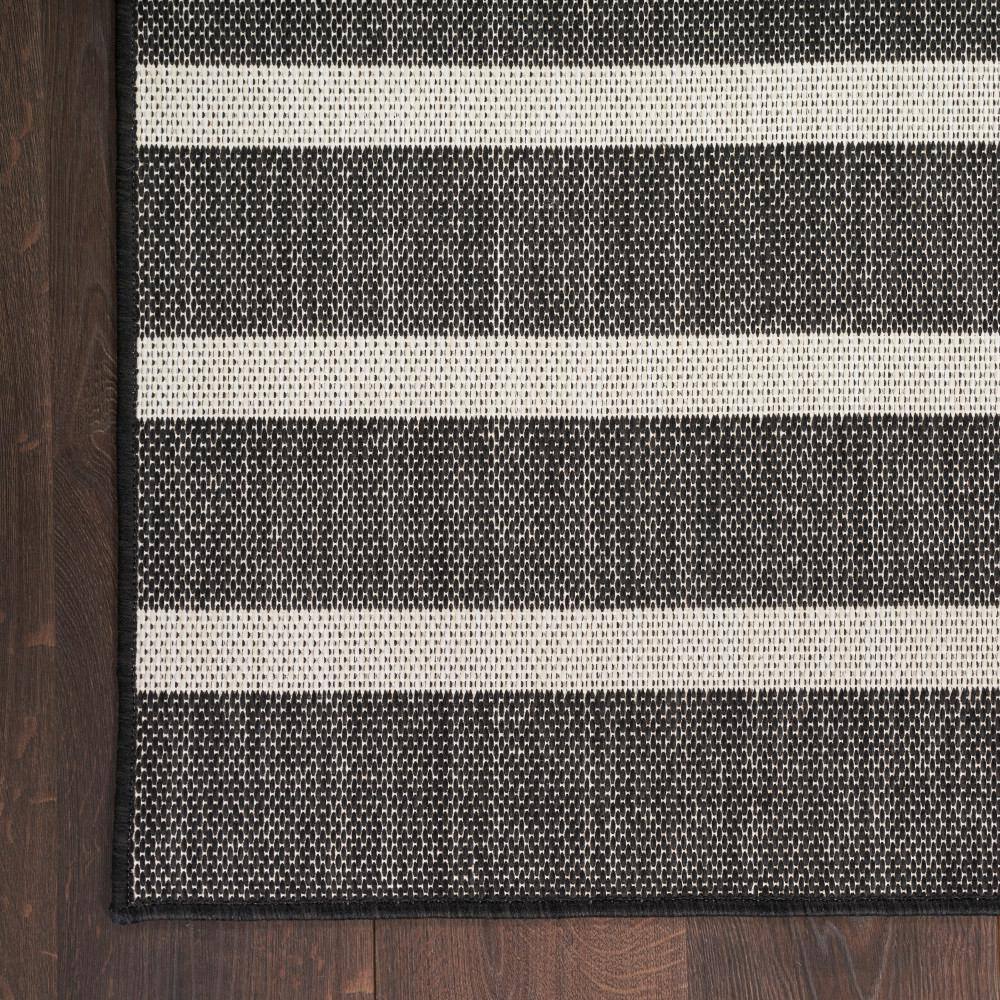 Positano Black Ivory 6' x 9' Flat Woven Stripe Rug