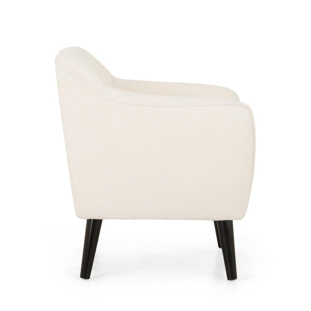 Ivory Boucle Armchair with Matte Black Birch Wood Legs