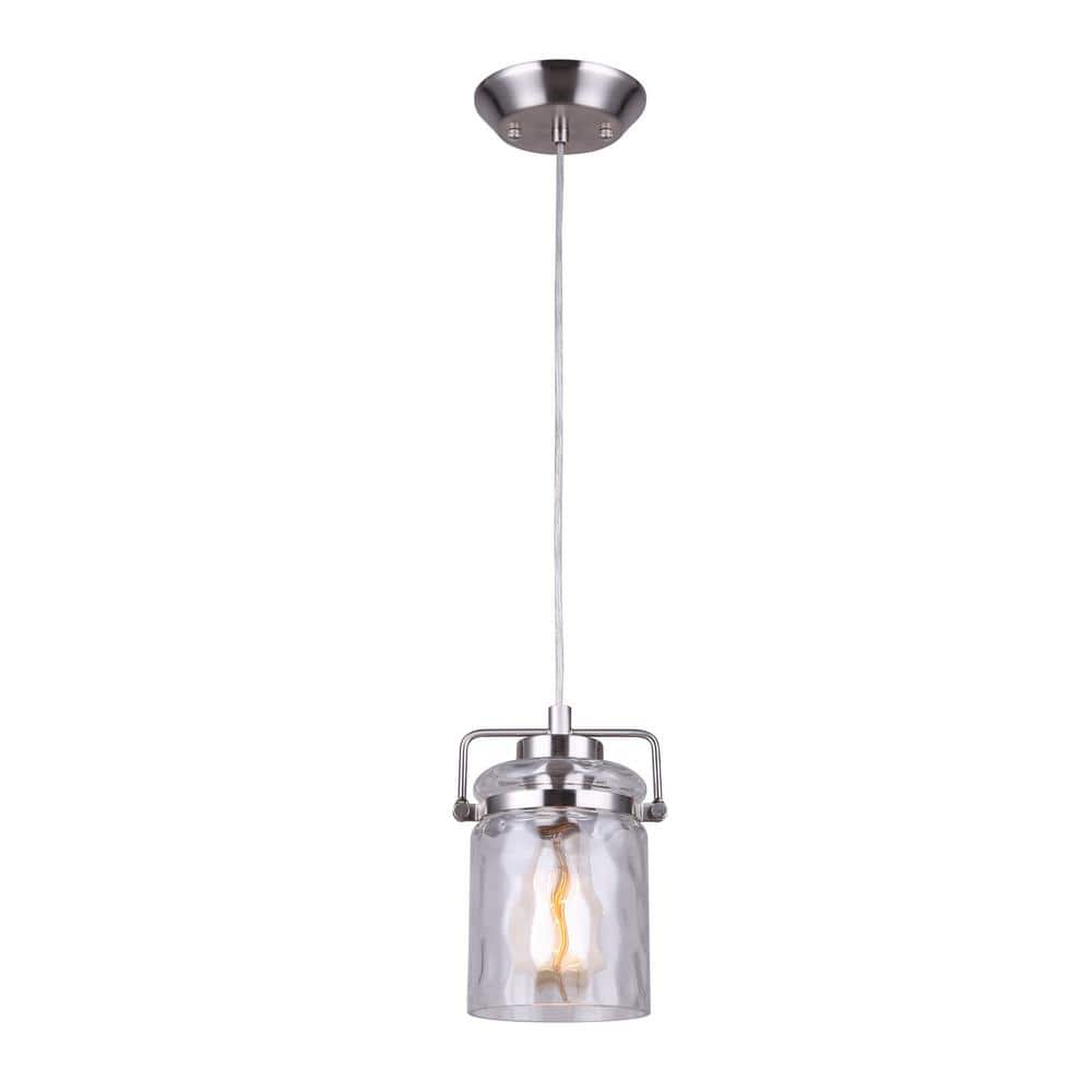 Arden Brushed Nickel & Glass LED Pendant Light, 58" Height