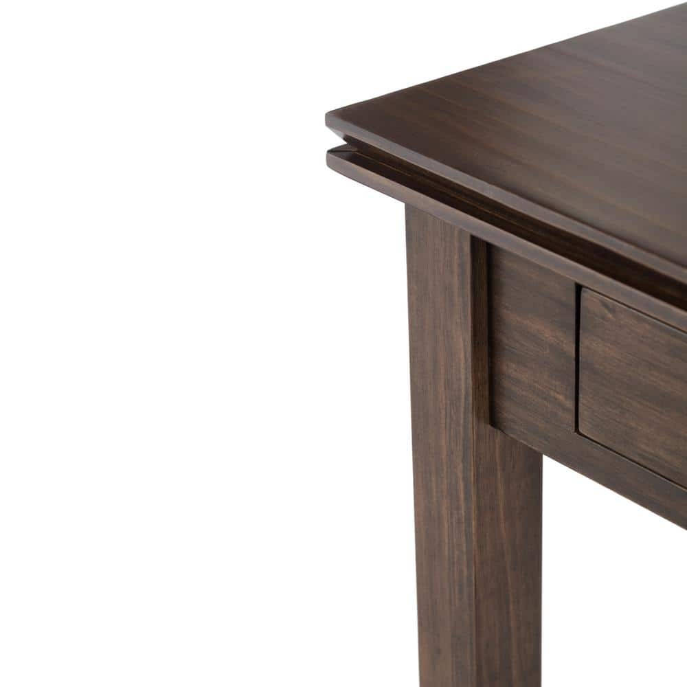 Natural Aged Brown Solid Wood End Table with Storage