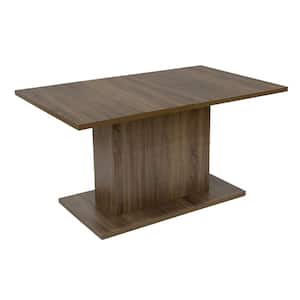 COFOE Farmhouse Style Walnut Brown Rectangle Wood Top 63 in. Wide in Trestle Base Dining Table Spacious for 6 Seats,