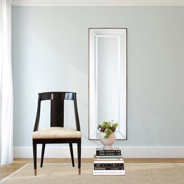 Marley Forrest Large Rectangle Mirrored Frame Outlined In Champagne Silver Beaded Trim Modern Mirror (60 in. H x 20 in. W)