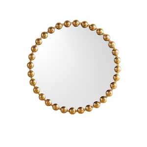 Marlowe Gold 27 in. Dia Beaded Round Wall Mirror