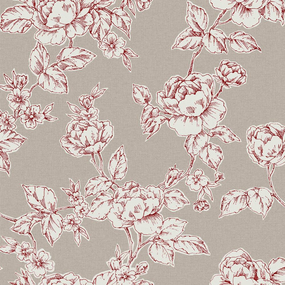 Pollington Roses Dark Dove Grey Wallpaper