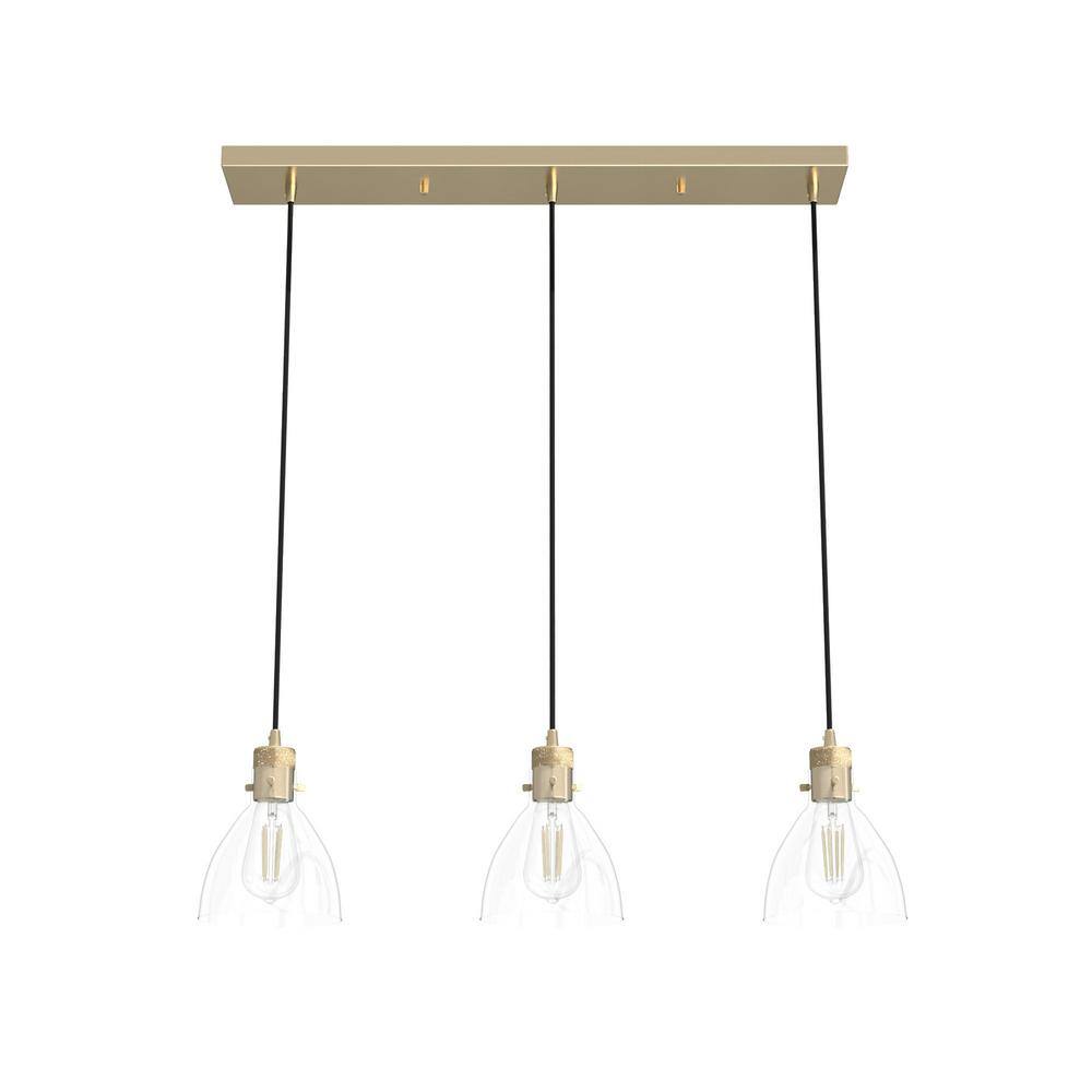 Alturas Gold 30" Linear LED Cluster Pendant with Clear Glass
