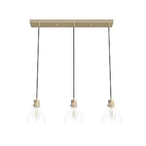 Van Nuys 3 Light Alturas Gold Island Chandelier with Clear Glass Shades Dining Room Light