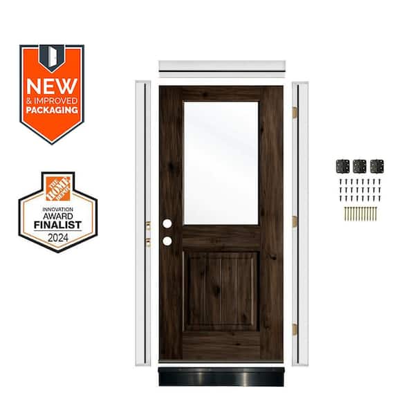 Krosswood Doors 32in.x80in. RH Half-Lite Clear Glass Black Stain
