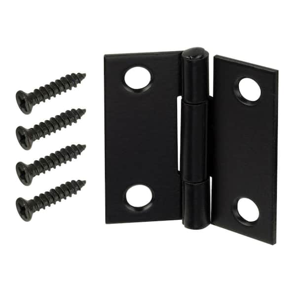 Everbilt 1-1/2 in. Oil-Rubbed Bronze Non-Removable Pin Narrow Utility Hinges (2-Pack)