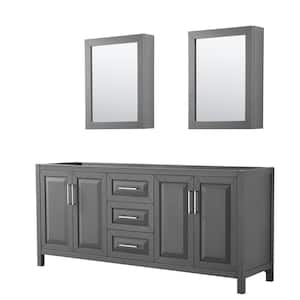 Daria 78.75 in. Double Bathroom Vanity Cabinet Only with Medicine Cabinets in Dark Gray
