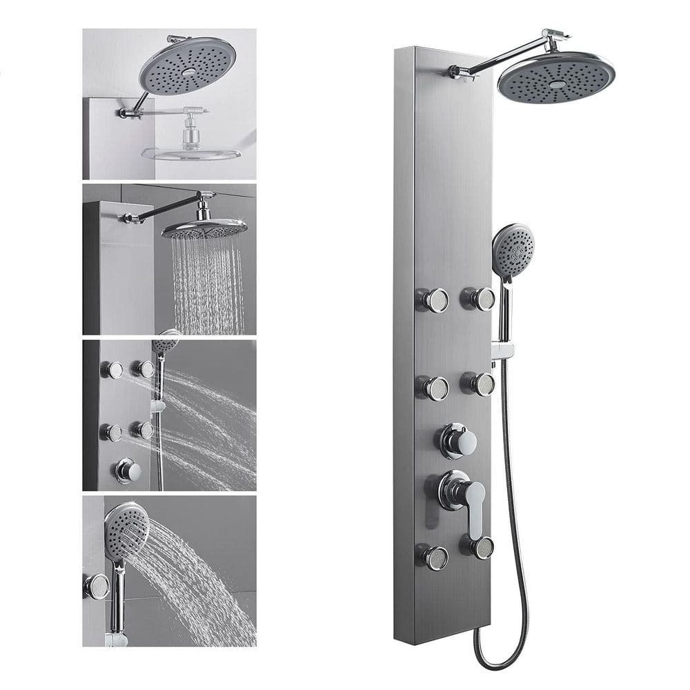 Shower Panel Tower System with Adjustable Rainfall Head, 6 Body Jets and 5-Setting Handheld, Brushed Nickel price history on PriceWatchPro