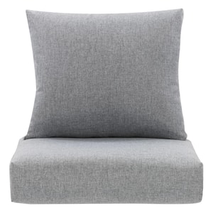 25 in. x 18 in. 2-Piece Outdoor Lounge Chair Replacement Cushion in Grey