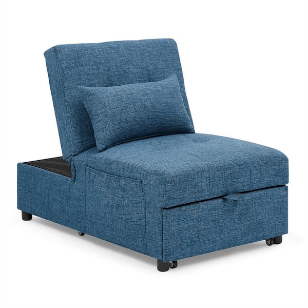 ARTFUL LIVING DESIGN Manel 26"Wide Blue Convertible Chair with Plastic Legs