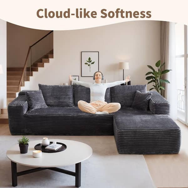 Allwex Verve 106 in. Square Arm 2-Piece Modern Plush