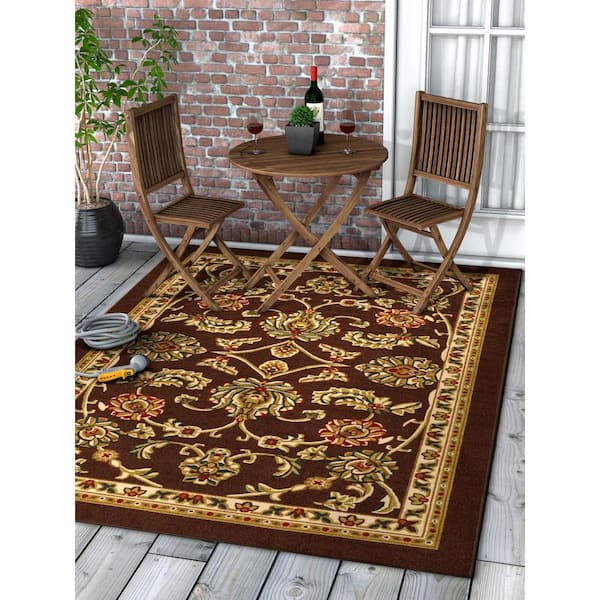 Kings Court Tabriz Brown 3 ft. x 5 ft. Traditional Area Rug