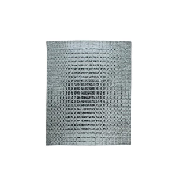 Gray 8 ft. x 10 ft. Hand-Knotted Wool Contemporary Modern Pile Area Rug