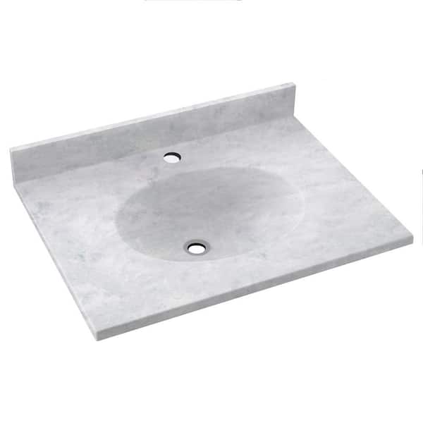 Swan Ellipse 25 in. W x 19 in. D Solid Surface Vanity Top with Sink in Ice