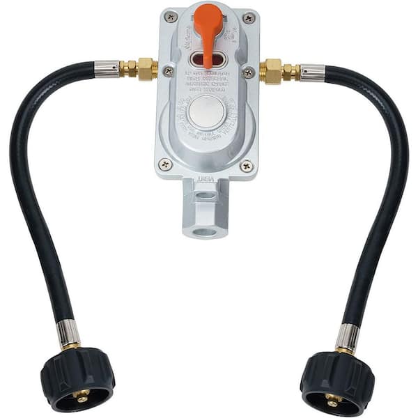 Skyflame RV Propane Regulator for Dual Tanks, 2 Stage Auto Changeover LP Regulator with 2-Pieces 12 in. Pigtails