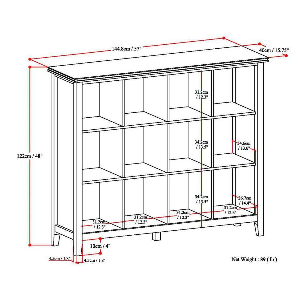 Honey Brown Solid Wood 12 Cube Storage Unit