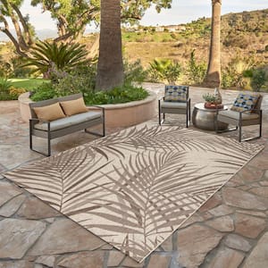 Paseo Paume Sand/Havana 5 ft. x 7 ft. Floral Indoor/Outdoor Area Rug
